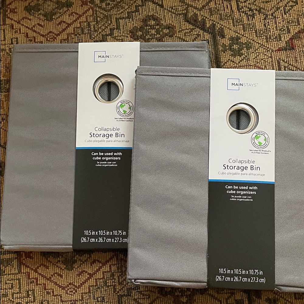Mainstays Dual Pack Gray Storage Bins